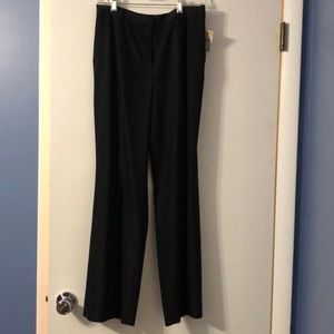 Straight black dress pants.